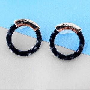 Black Marble Gold Accent Earrings